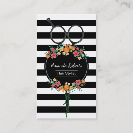 美容師及び花のモダンのアポイントメントは切ります 予約カード (正面)