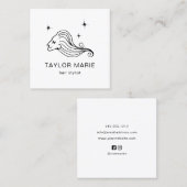 美容師可愛ガーリーいミニマリスト白黒 スクエア名刺 (正面/裏面)