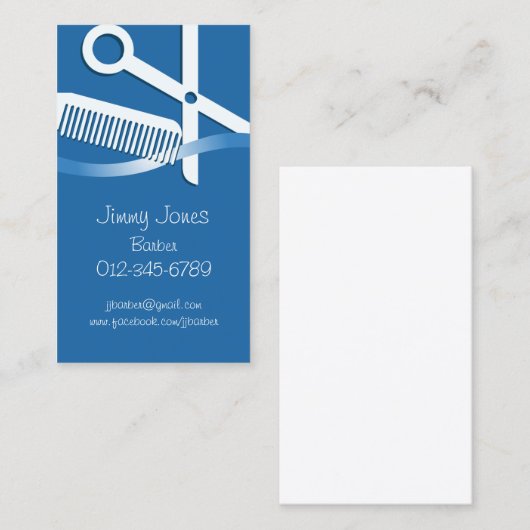 美容師名刺はさみ及び櫛 名刺 (正面/裏面)