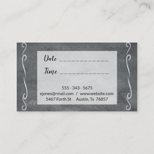 美容師名刺パープルグレーモダン 予約カード (裏面)