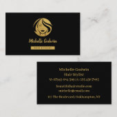 美容師名刺。金ゴールド（黒） 名刺 (正面/裏面)