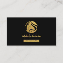 美容師名刺。金ゴールド（黒）