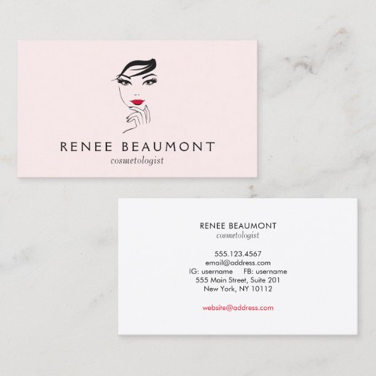 美容師女性顔 名刺 (正面/裏面)