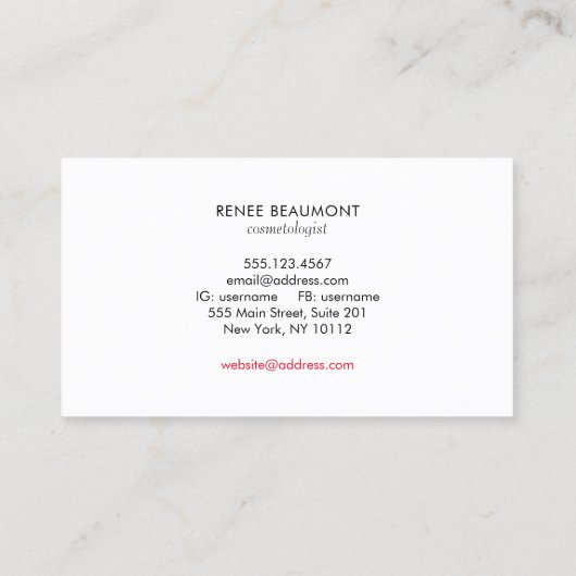 美容師女性顔 名刺 (裏面)