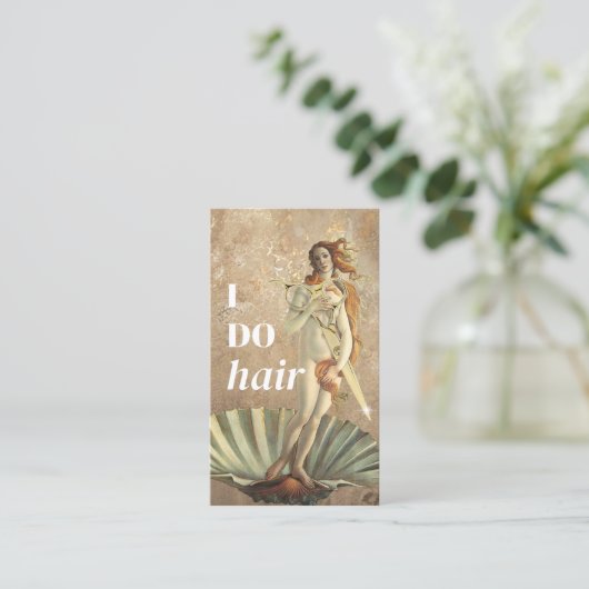 美容師女神&金ゴールドシザー美しいサロン 名刺 (スタンド正面)