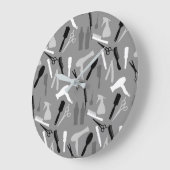 美容師工具イラストレーション型 ラージ壁時計 (傾斜)