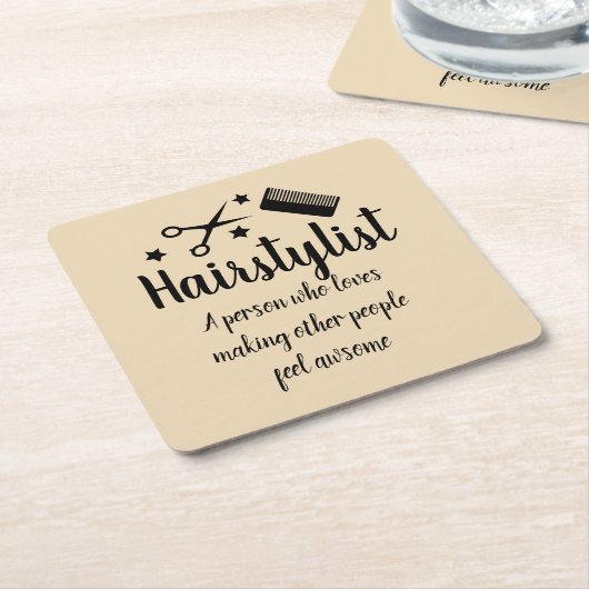 美容師引用文おもしろい美容師スター スクエアペーパーコースター (アングル)