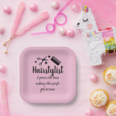 美容師引用文おもしろい美容師ピンクパーティー ペーパープレート (パーティー)