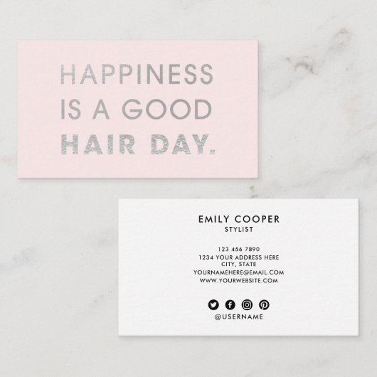 美容師引用文シックモダンフォイルタイポグラフィ 名刺 (正面/裏面)