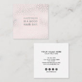 美容師引用文 |銀モダン箔ピンク スクエア名刺 (正面/裏面)