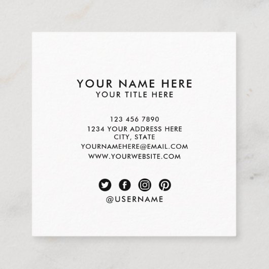 美容師引用文 |銀モダン箔ピンク スクエア名刺 (裏面)