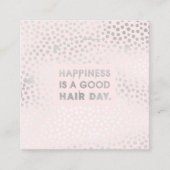 美容師引用文 |銀モダン箔ピンク スクエア名刺 (正面)