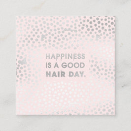 美容師引用文 |銀モダン箔ピンク スクエア名刺