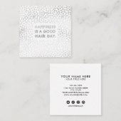 美容師引用文 |銀モダン箔 スクエア名刺 (正面/裏面)