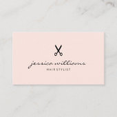 美容師手書きシンプル赤面ピンク 名刺 (正面)