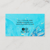 美容師抽象芸術ターコイズ金ゴールドシザーサロン 名刺 (裏面)