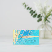 美容師抽象芸術ターコイズ金ゴールドシザーサロン 名刺 (スタンド正面)