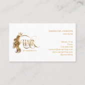 美容師拡張ウィッグ金ゴールドモダンタイポグラフィ 名刺 (裏面)