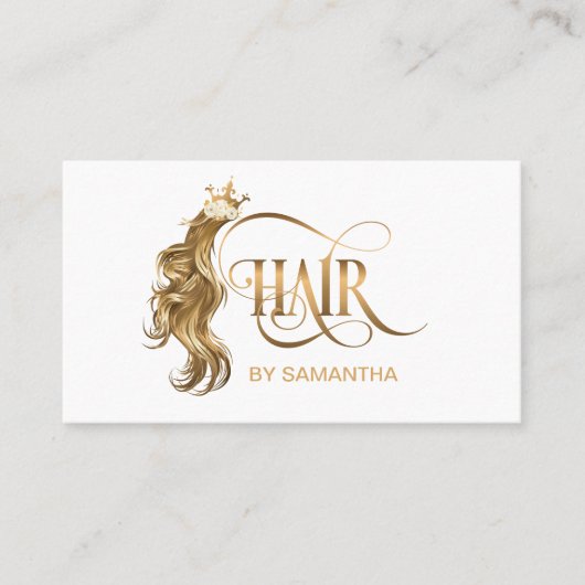 美容師拡張ウィッグ金ゴールドモダンタイポグラフィ 名刺 (正面)