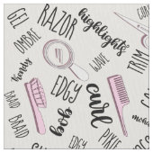 美容師文字とツールPink2 ID749 ファブリック (クローズアップ)