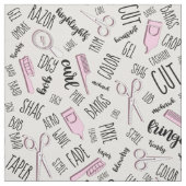 美容師文字とツールPink2 ID749 ファブリック (見本)