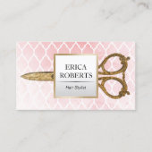 美容師水彩ピンクパタモダンーン 名刺 (正面)