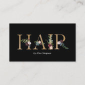 美容師水彩フローラタイポグラフィ 名刺 (正面)