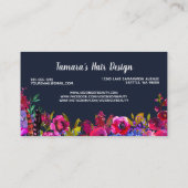 美容師海軍バーガンディの専門の花のピンク 名刺 (裏面)