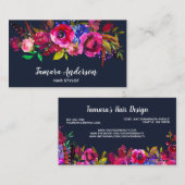 美容師海軍バーガンディの専門の花のピンク 名刺 (正面/裏面)