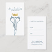 美容師海軍及び金ゴールドの王冠のアポイントメントは切ります 予約カード (正面/裏面)