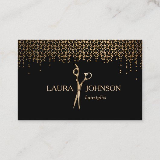 美容師滴下金ゴールドグリッター鋏 名刺 (正面)
