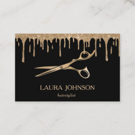 美容師滴下金ゴールドグリッター鋏 名刺