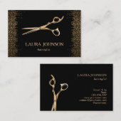 美容師滴下金ゴールドグリッター鋏 名刺 (正面/裏面)