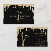 美容師滴下金ゴールドグリッター鋏 名刺 (正面/裏面)