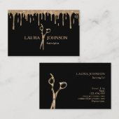 美容師滴下金ゴールドグリッター鋏 名刺 (正面/裏面)