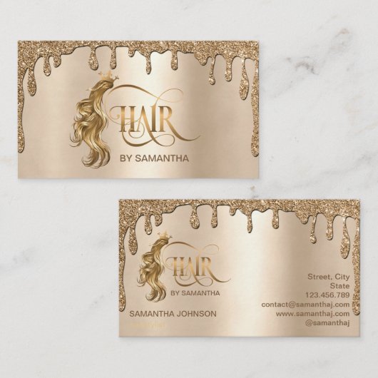 美容師滴下金ゴールド毛伸張 名刺 (正面/裏面)