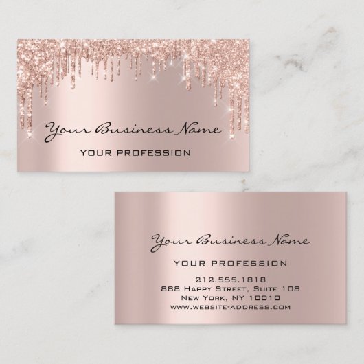 美容師爪、 ネイルメイクアップまつげバラ金ゴールド 名刺 (正面/裏面)