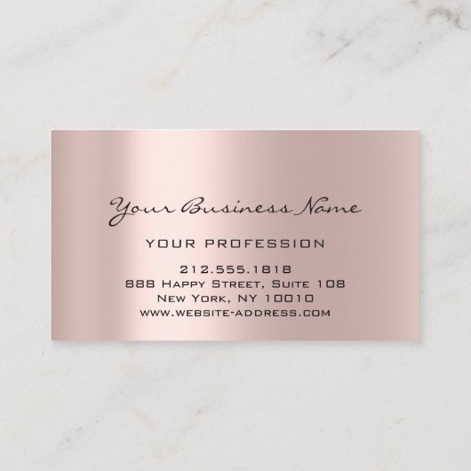 美容師爪、 ネイルメイクアップまつげバラ金ゴールド 名刺 (裏面)