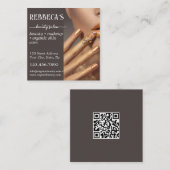 美容師爪、 ネイルメイクアップまつ毛QRコード スクエア名刺 (正面/裏面)