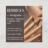 美容師爪、 ネイルメイクアップまつ毛QRコード スクエア名刺 (正面)