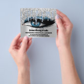 美容師爪、 ネイルラッシュシルバーブルーグリッタードリップ チラシ (手)