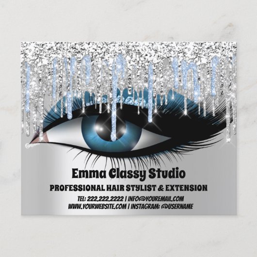 美容師爪、 ネイルラッシュシルバーブルーグリッタードリップ チラシ (正面)