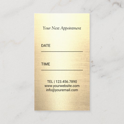 美容師王室の金ゴールドシザーネイビーブルーサロン 予約カード (裏面)