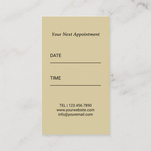 美容師王室の金ゴールドシザー美しいサロンブラック 予約カード (裏面)