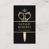 美容師王室の金ゴールドシザー美しいサロンブラック 予約カード (正面)