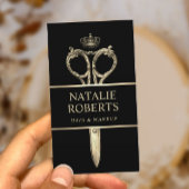 美容師王室の金ゴールドシザー美しいサロンブラック 予約カード