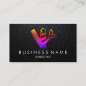 美容師理容師カラフルシザー理容師ポール 名刺 (正面)