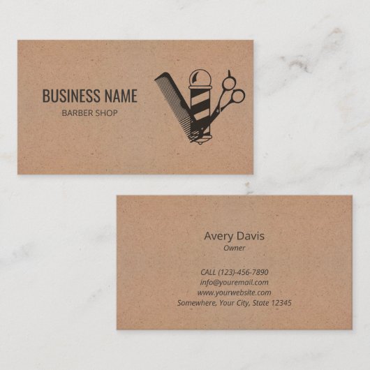 美容師理容師ショップブラックシザー理容師ポール 名刺 (正面/裏面)