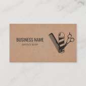 美容師理容師ショップブラックシザー理容師ポール 名刺 (正面)