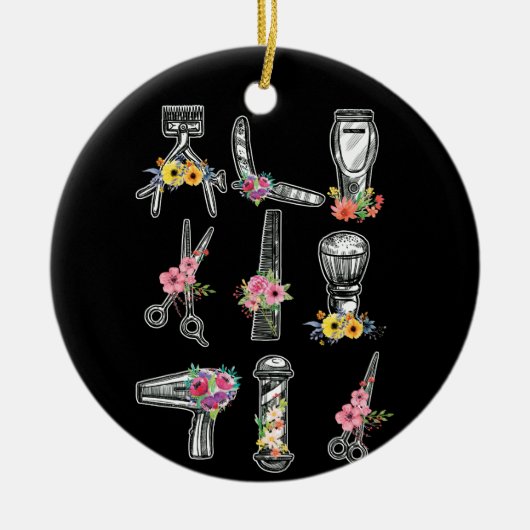 美容師理容師ツールフローラ セラミックオーナメント (正面)